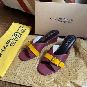 Charlotte Stone Teresa open toe wedge in Carmine